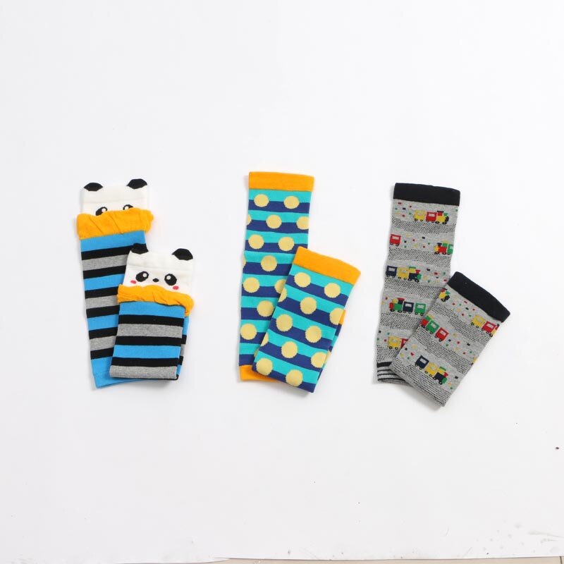 3 par / sett baby tegneserie legwarmer spedbarn jente gutt bomull knebeskyttere voksen armvarmer
