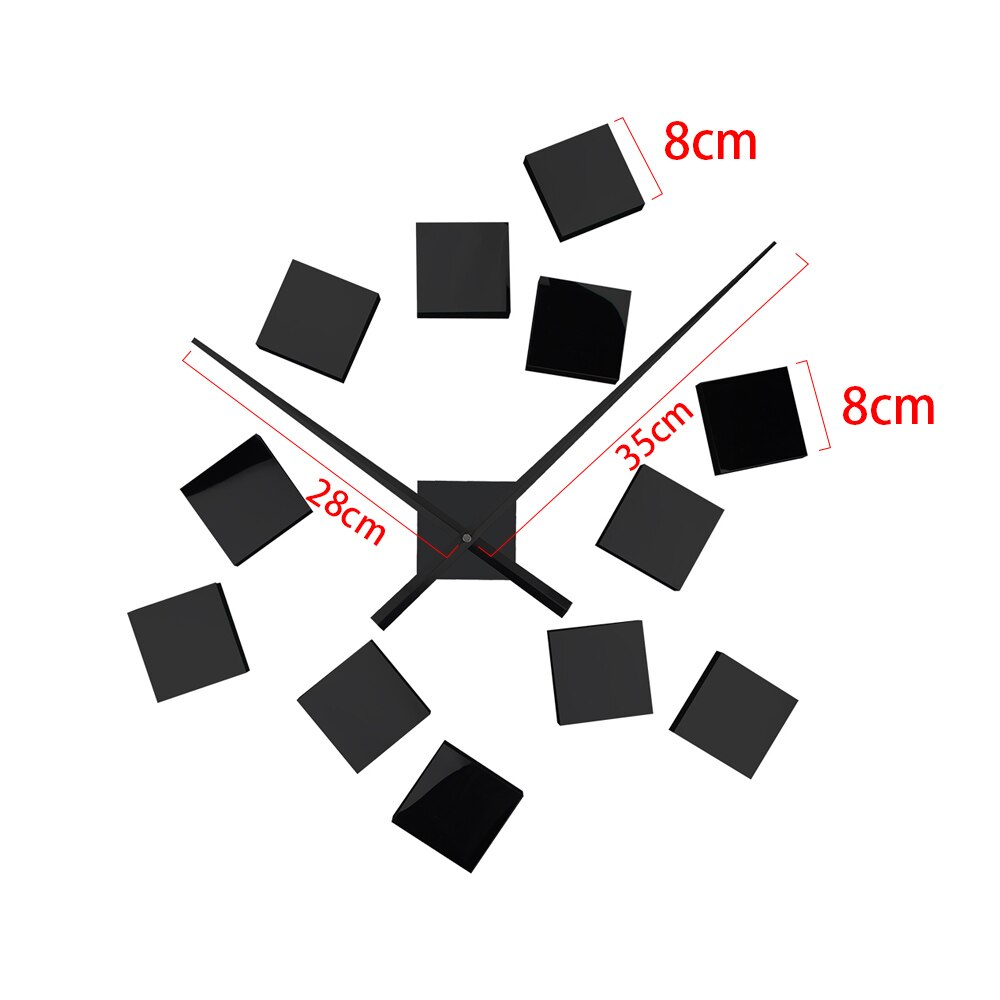 Reloj de pared 3D grande con espejo, moderno, forma cuadrada, para decoración del hogar, novedad de