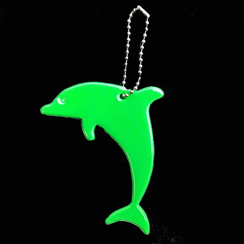 Dolfijn Zachte Pvc Reflecterende Sleutelhangers Auto Sleutelhangers Hanger Charm Bag Accessoires Voor Verkeersveiligheid Gebruik: Green