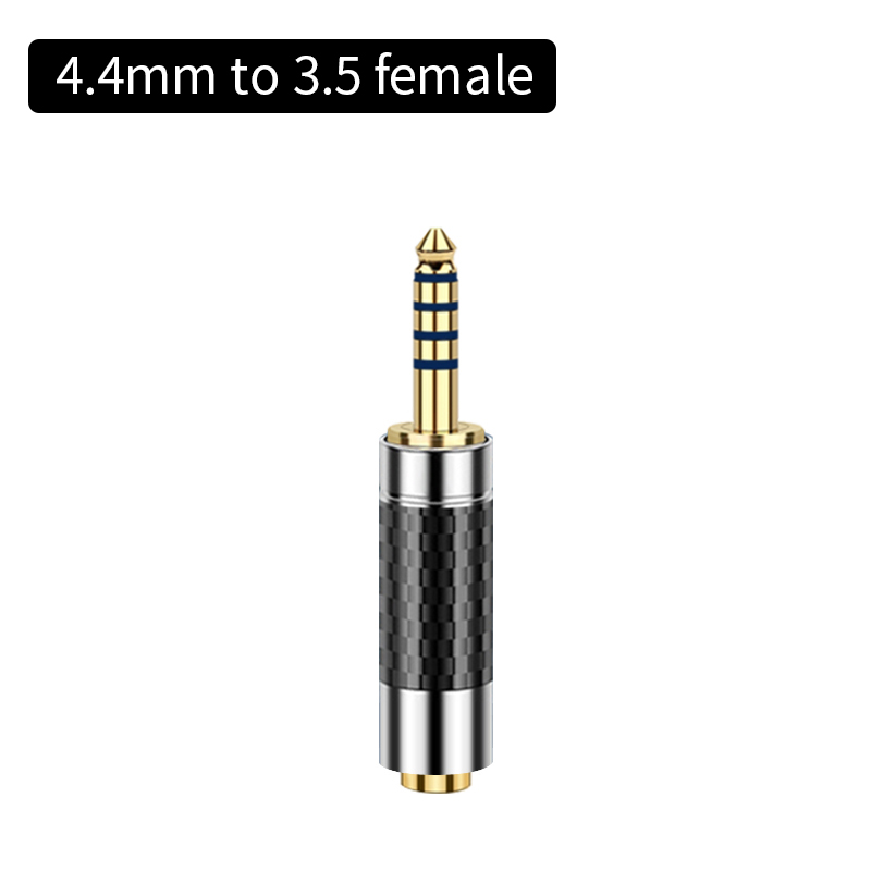 Vergulde hoofdtelefoonaansluiting 2,5 mm 3,5 mm 4,4 mm conversie Audio-adapter Stereo stekker Koolstofvezel audioconnector: Grey