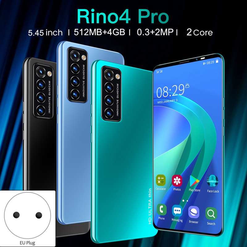 Rino4 Pro-teléfono inteligente MTK6572, pantalla de 5,45 pulgadas, doble núcleo, 512MB de RAM + 4GB de ROM, tarjeta Dual, modo de reposo, Android 4,4, enchufe europeo