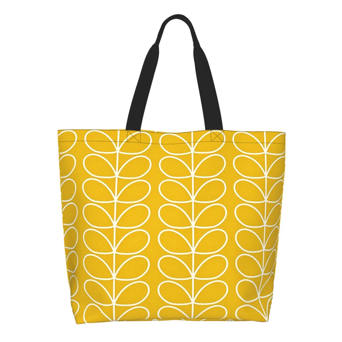 Orla Kiely Abstract Multi Stem Canvas Shopping Bag Big Capacity Grocery Mid Century Scandinavian Geometric Shopper Tote Bags: Chocolate