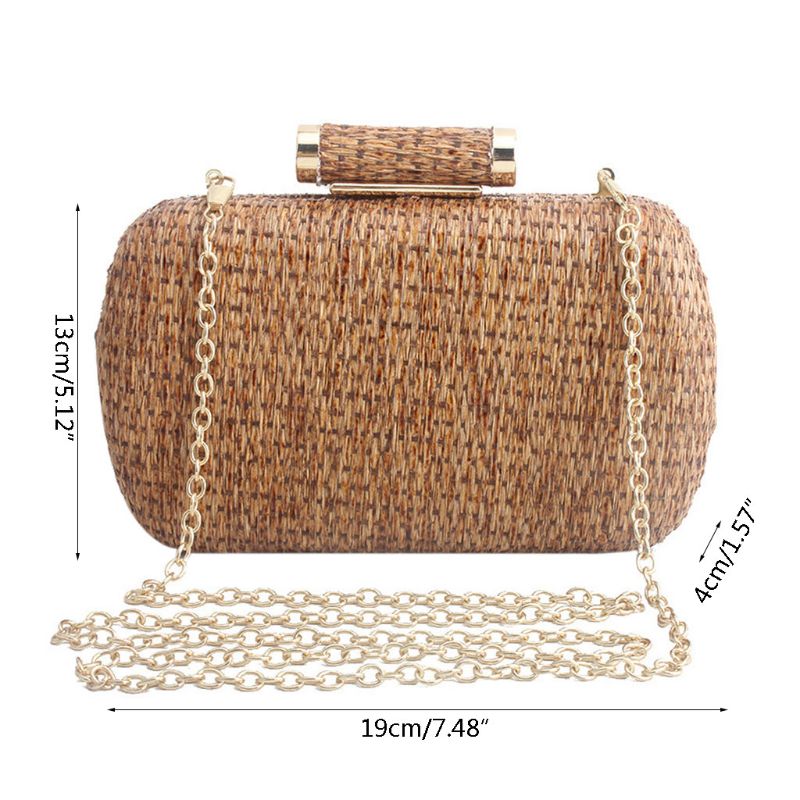 Mode Vrouwen Stro Handtas Avondtasje Dame Stijlvolle Wedding Party Clutch Purse Vrouwelijke Prom Keten Schoudertas Shopping Tote