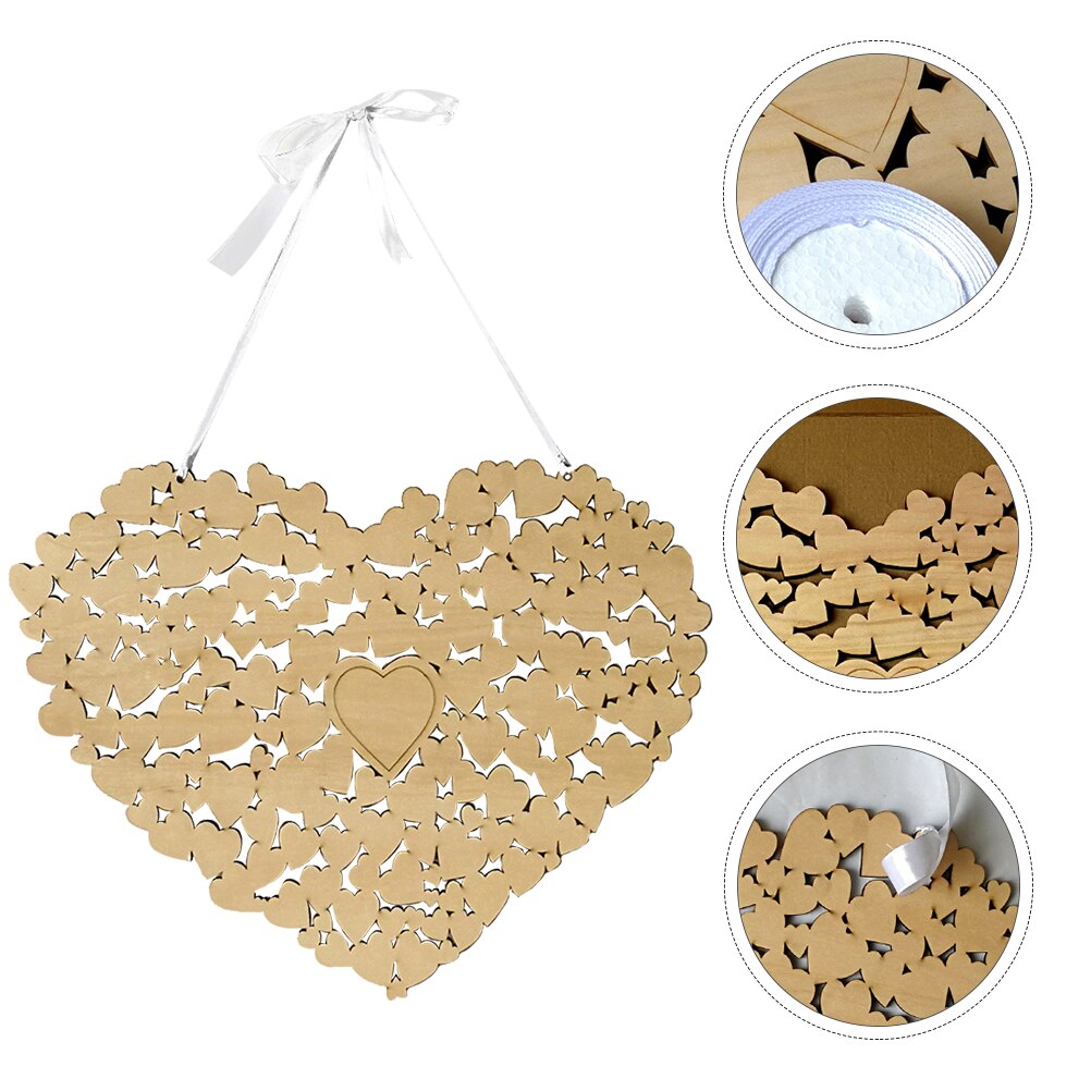 1Pc Hart Vormige Houten Opknoping Message Board Wedding Party Winkel Opknoping Decor Hart Bruiloft Gast Muur Met Houten Board