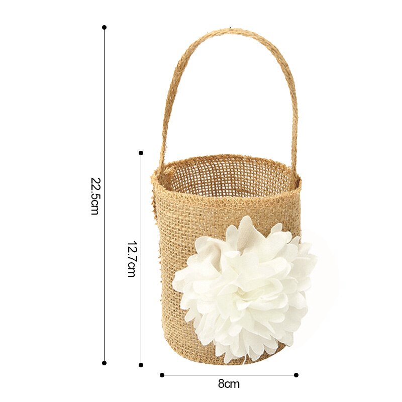Ślub koronkowy jutowy kwiat kosz lniany uchwyt Vintage rustykalny ślub ceremonia dekoracja stołu Baby Shower Party cukierki prezent torba