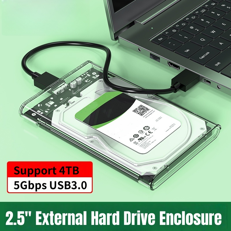 Ultra-Fast USB/Type C to SATA Hard Drive Enclosure - 5Gbps UASP Compatible with 2.5-Inch HDD/SSD for PC Mac Laptops and Desktop