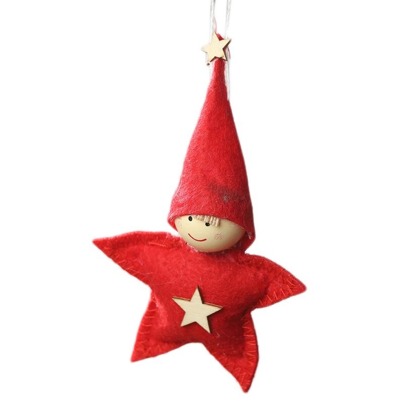 Juletræ stjerne dukke festlig fest ornament vedhæng håndlavet år xmas børn børn hængende legetøj soveværelse indretning: Rød