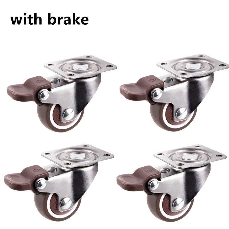 4 stuks meubelwielen zwaar universeel mute-wiel 360 ° Draaibare rubberen rol voor platformwagenstoel huishoudelijke accessoires: 4 inch / Rood