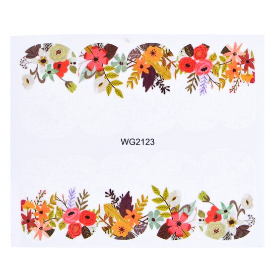1pcs Bloem Bladeren Nail Sticker Decals Blossom Kleurrijke Slider Rose Water Volledige Wraps Nail Art Decoratie Bloemen Op Nagels CHWG: WG2123