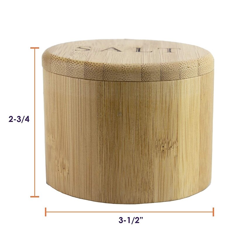 Salt Box, Bamboo Storage Box with Magnetic Swivel Lid, "Salt" Engraved on Lid Salt Storage Box for Keeping Table Salt