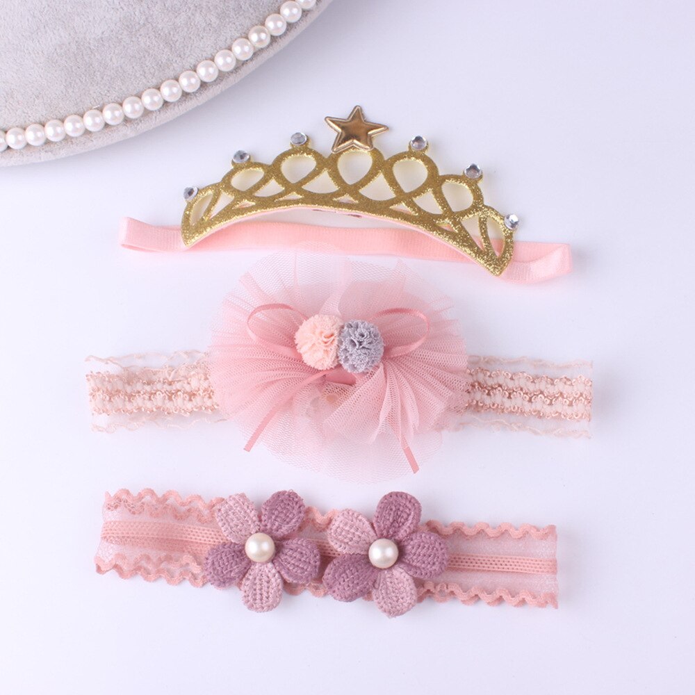 3 st/set spetsbågar baby pannband krona blomma baby flickor hårband spädbarn barn hårband turban baby hårtillbehör: Stil 13