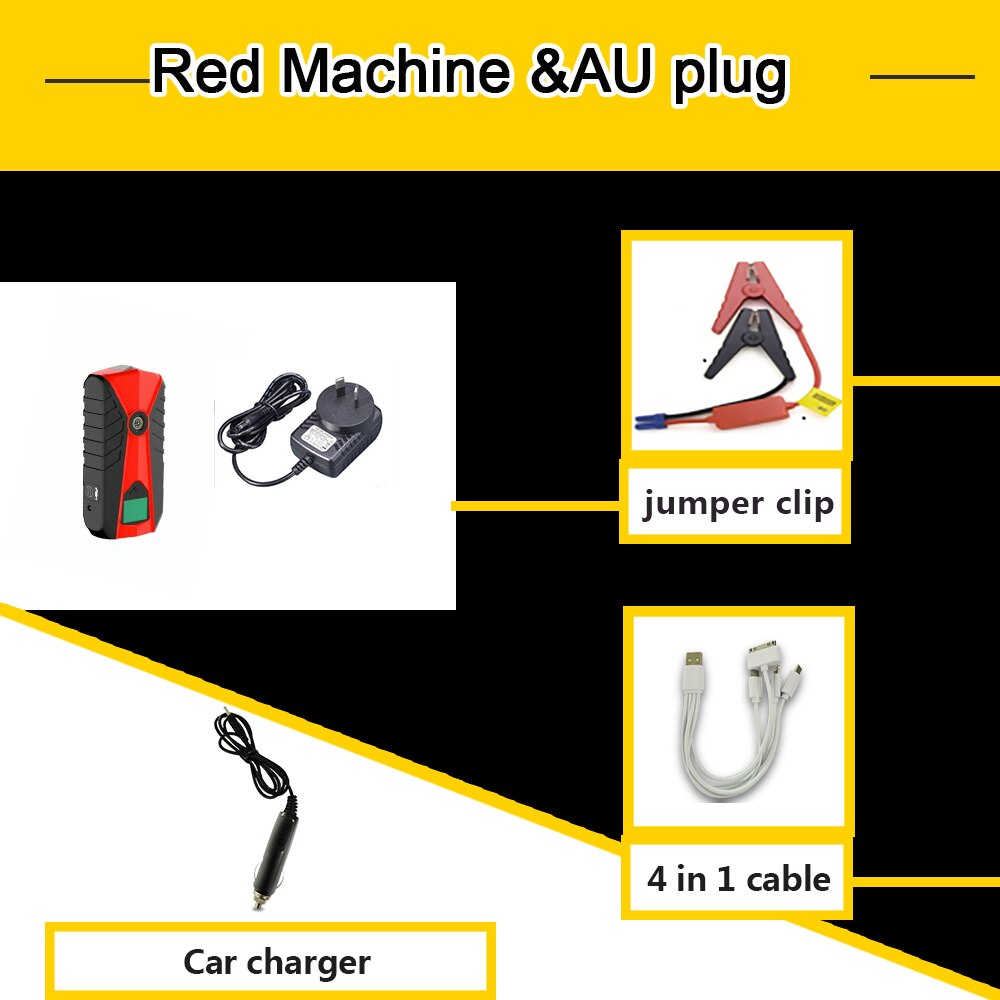 Mini Batterij Booster Auto Roadside Emergency Kit Auto Nood Tool Kit: Red and AU