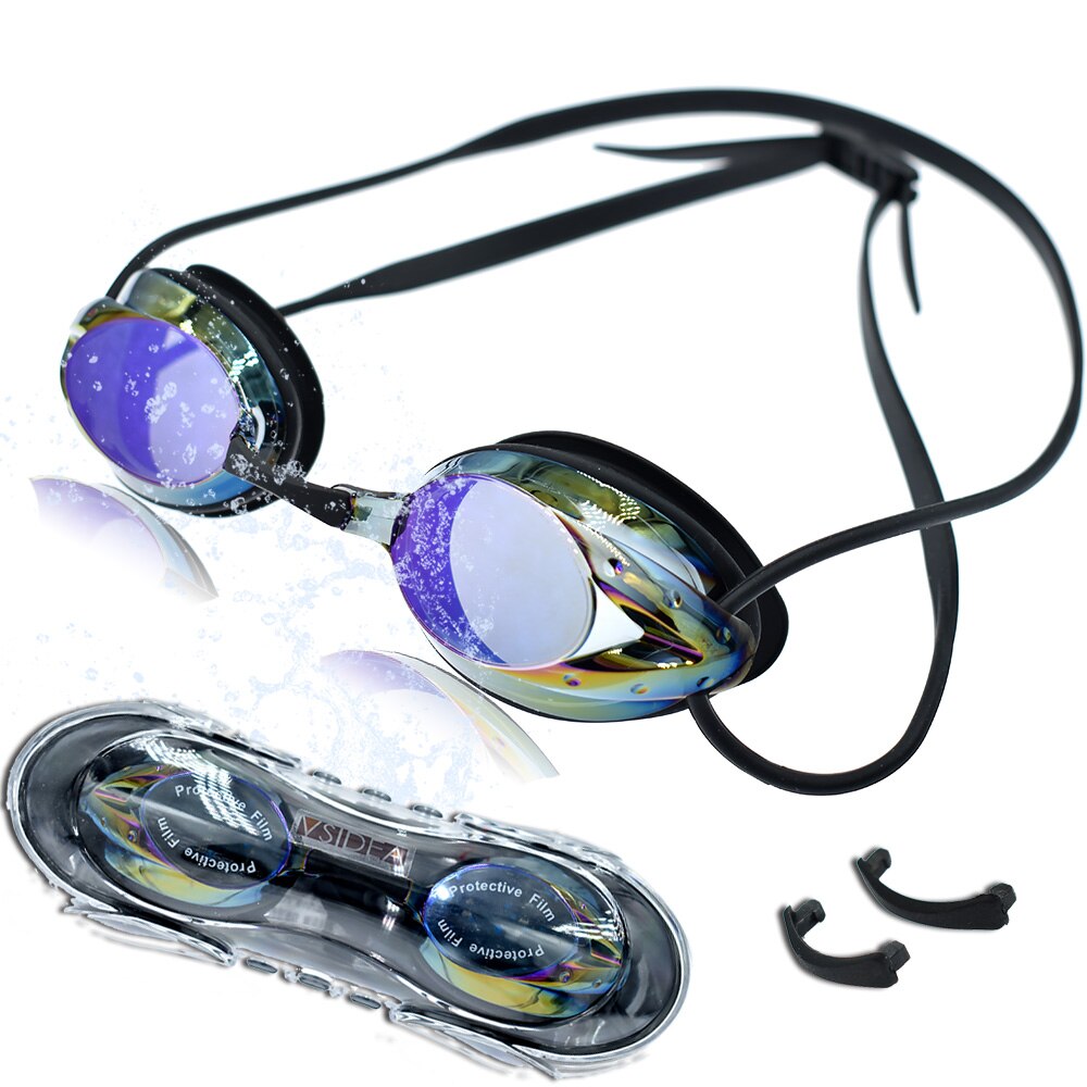 Anti-dug uv beskyttelse svømmebriller med ultra lav profil til voksne mænd kvinder ungdom børn børn triatlon: L
