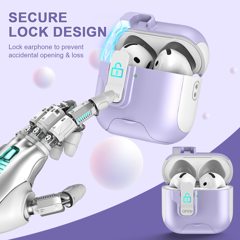 Luxury Earphone Protective Case For Airpods 4 Pro 2 3 2and1 safety catch Magnetic Bottom with stand With Hook