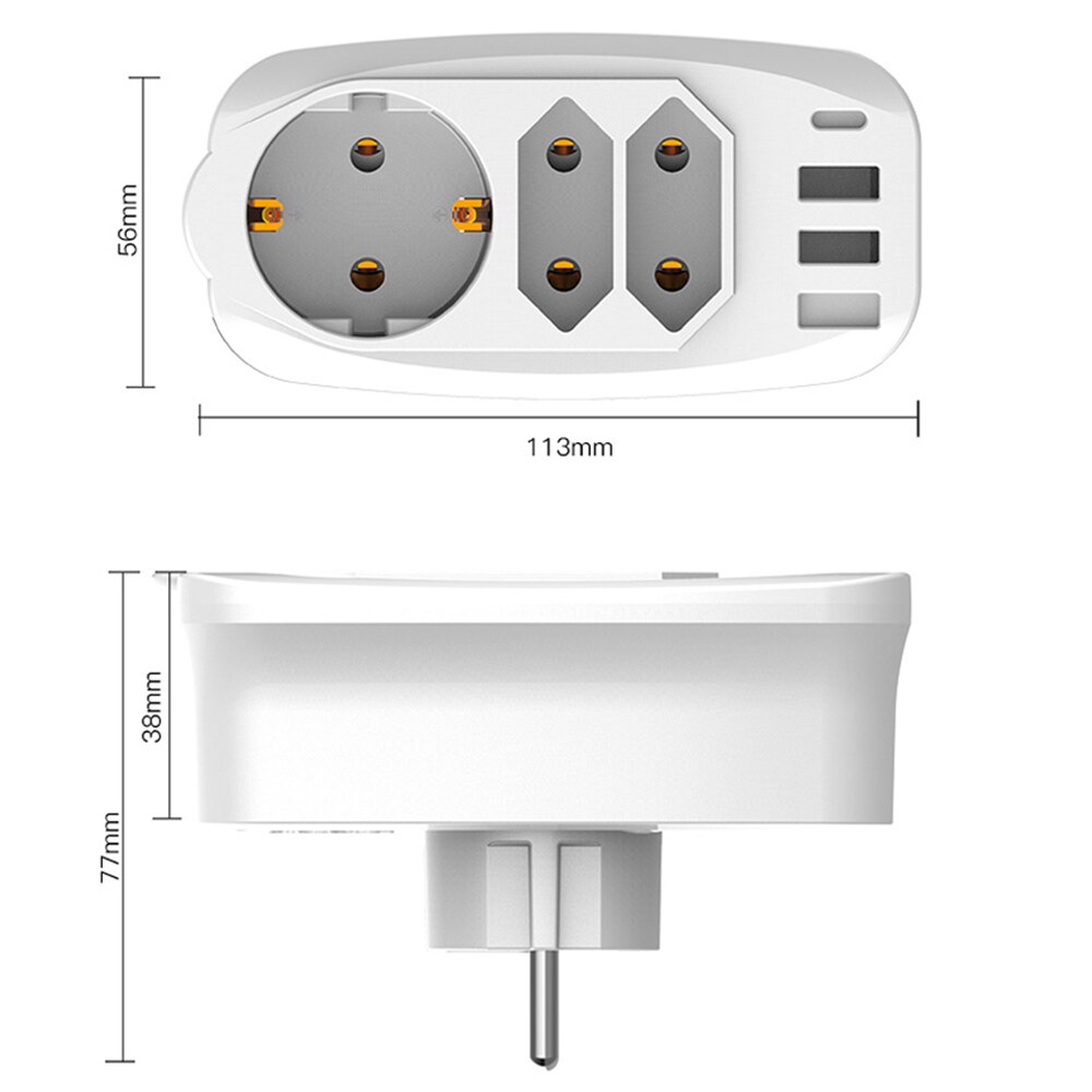 Socket Converter One Turn Multiple Three Hole Adapter Expansion Multi-Function Power Conversion Plug EU socket