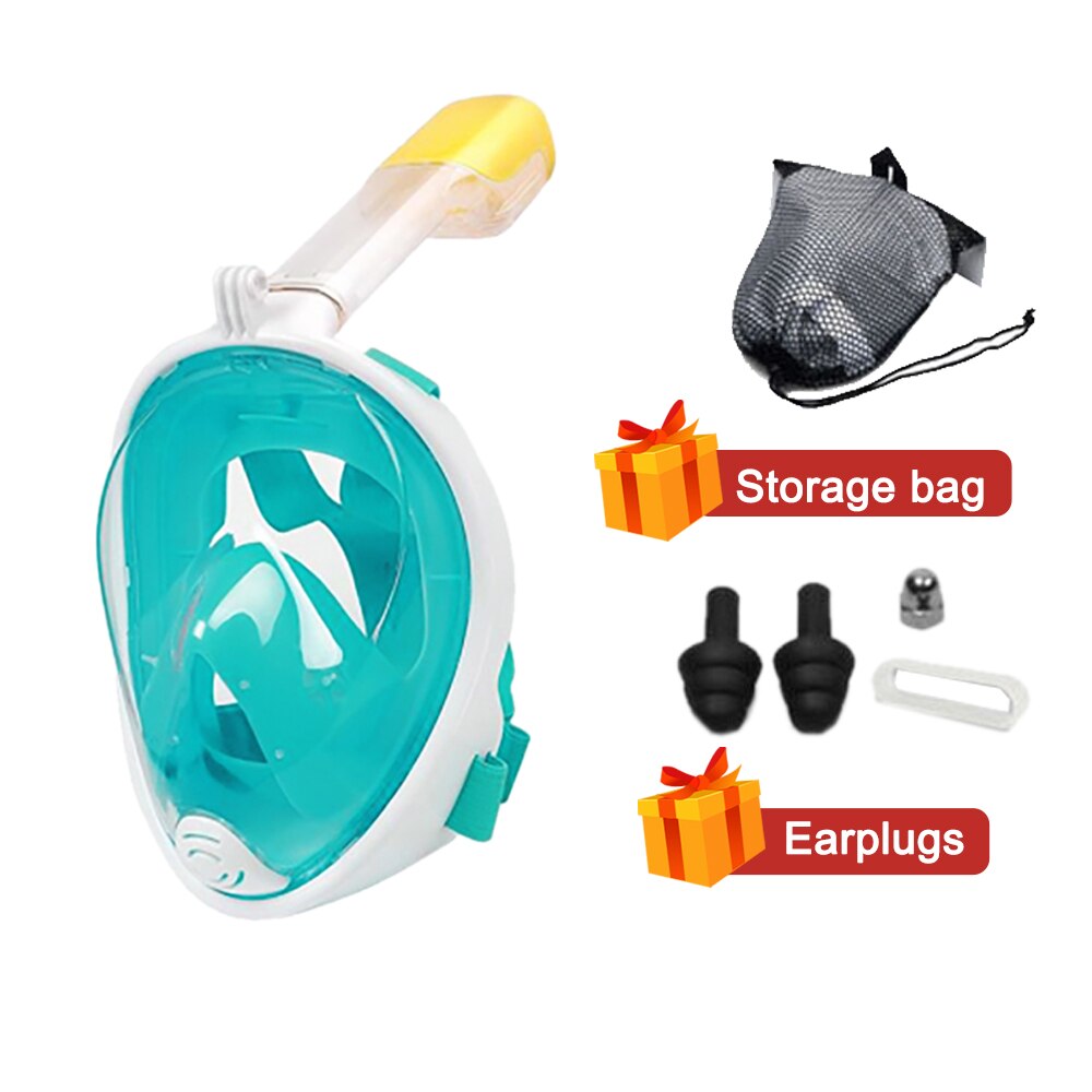 Swimming Mask Full Face Underwater Scuba Snorkeling Anti Fog Mask Diving Equipment Anti Fog Anti-Leak For Adults and Youth: Green / S/M
