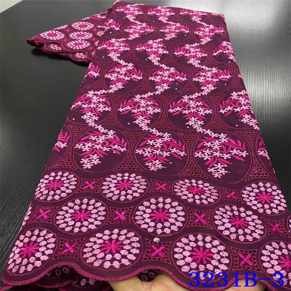 African Dry Lace Fabric Nigeria Cotton Laces Lace Fabric in Lace with Stones for Women KS3231B: Picture 3