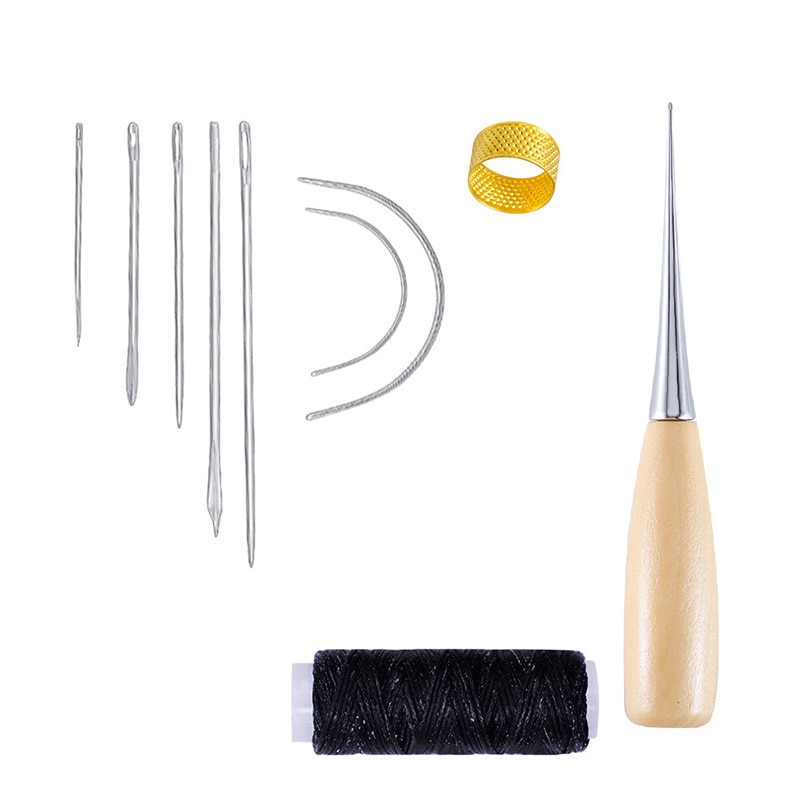 1 juego aguja de coser Awl artesanía de cuero costura accesorios punzón de costura cuero herramientas de reparación de zapatos