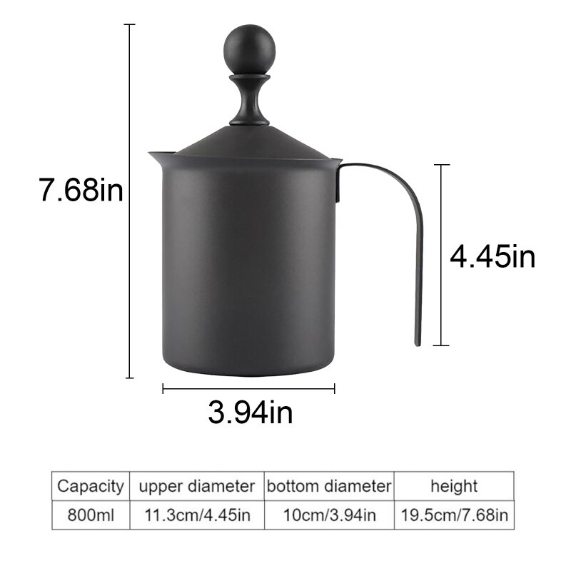 400/800Ml Handmatige Melkopschuimer Rvs Double Mesh Melk Creamer Foam Mesh Koffie Kannen Foamer Coffe Maker koffie Kopjes Set: B