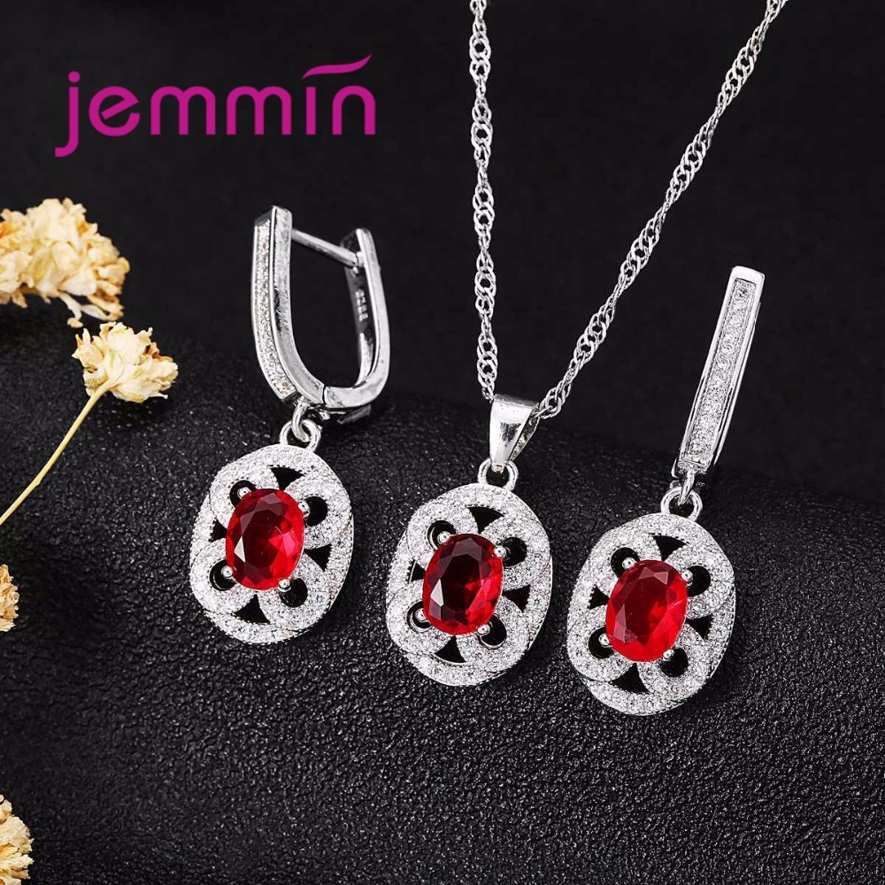 Fijne Bruiloft Sieraden Sets Voor Bruiden Vrouw 925 Sterling Zilveren Strass Ketting Oorbellen Engagement Sieraden Set