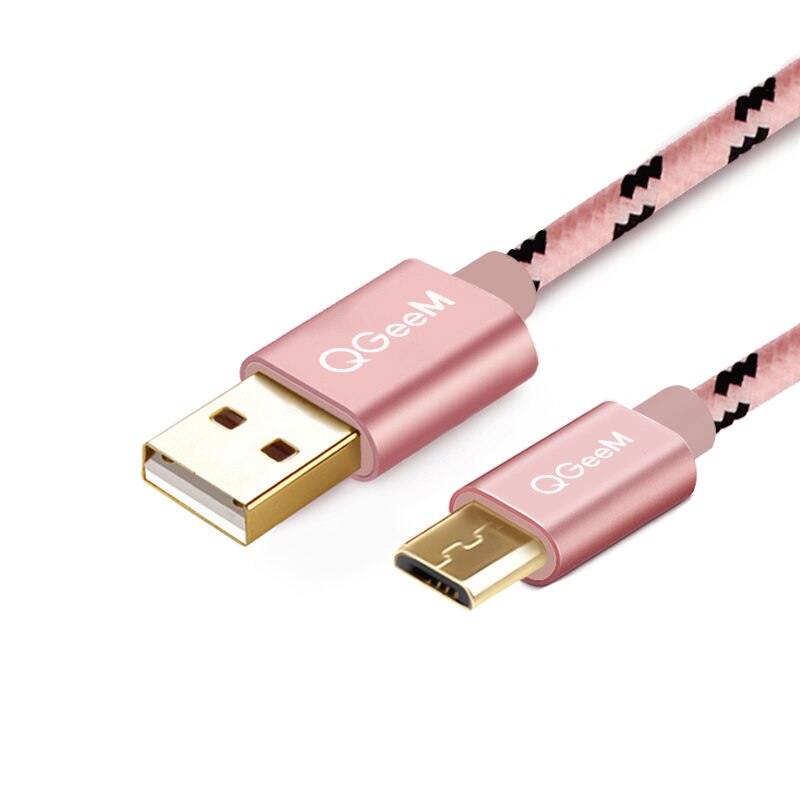 QGeeM Micro USB Cable USB Data Cable for Samsung Xiaomi hua wei Tablet Android USB Charging Cord 1m 2m Micro usb: pink / 2m