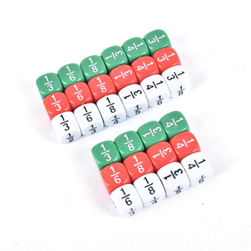 Accessorio divertente del gioco di istruzione dei dadi di numero frazionario bianco/verde/rosso di 10 pz/set 16*16mm