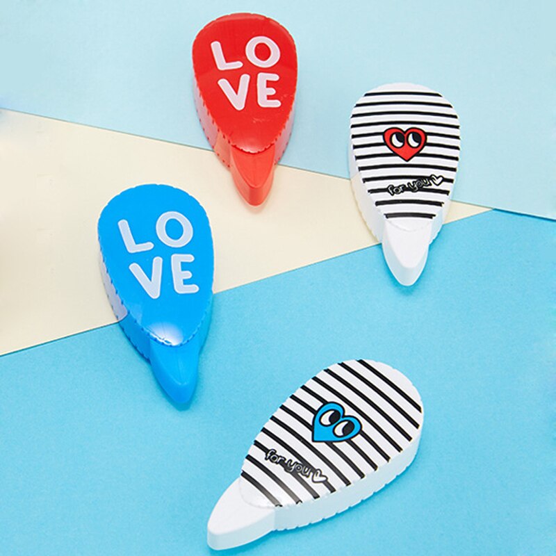 2 pcs/pair Kawaii Correction Tape Love Heart Corrector Papeleria Student School Supplies Stationery 5m*5mm
