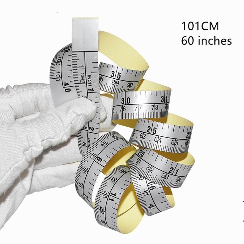 Samoprzylepna metryczny naklejka taśma miernicza linijka robić maszyny robić szycia taśma miernicza srebrny lepki skala naklejka 150/100/61/30cm: 101 CM