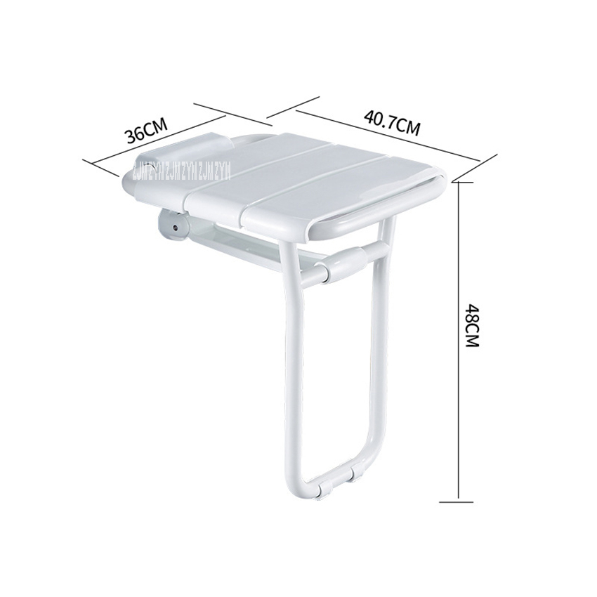 8905 Wall Mounted Bath Stool Stainless Steel PVC Plastic Bathroom Wall Foldable Bench F olding Shower Chair Shower F olding Seat: white