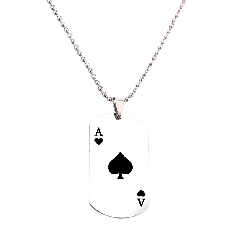 Lucky Poker Ace Spades Rvs Heren Hanger Kettingen Voor Vrouwen Fortuin Speelkaarten Paar Valentijnsdag