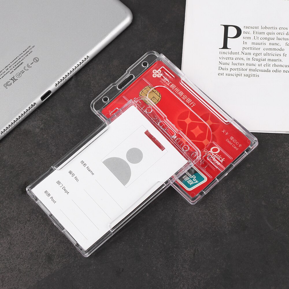 Hard Plastic Double-sided Card Holders Multi-use Card Sleeve Badge Protector Cover Durable Two-sided ID Business Case