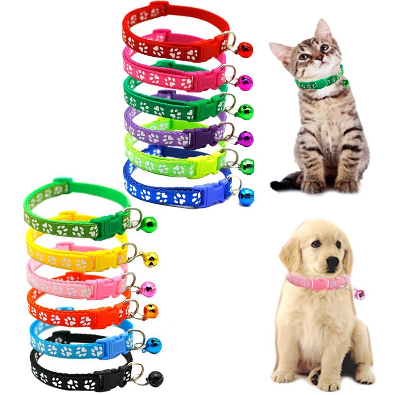 Collier avec clochette pour animal de compagnie,accessoire coloré pour chat, avec boucle réglable, sangle pour chats et petits chiens, Chihuahua