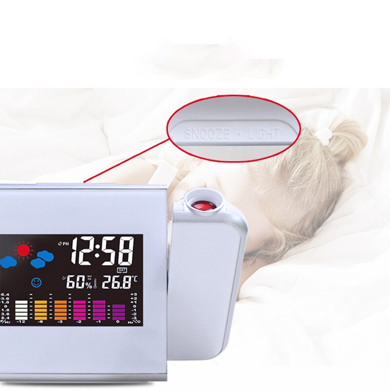 1Pcs Time Watch Multi Function Digital Alarm Clocks Color Screen Desktop Clock Display Weather Calendar Time Projection