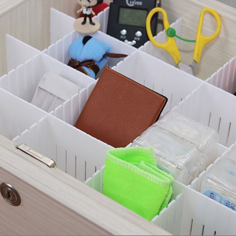 Drawer Dividers, Drawer Divider Organizers 5PCS DIY Plastic Grid Adjustable