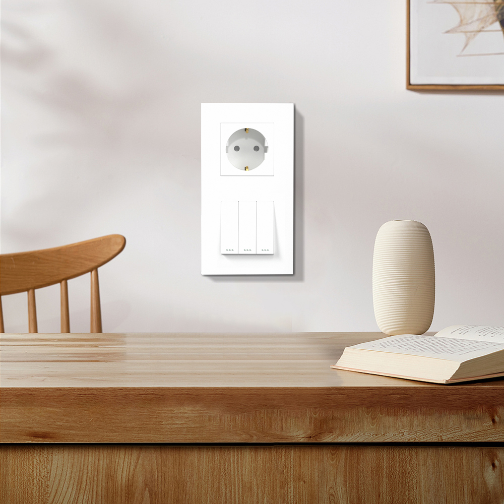 White Plastic Frame EU Wall Plug RJ45 TV ST HDMI CAT6 USB Sockets Mechanical Switch Function Parts DIY Free Combination