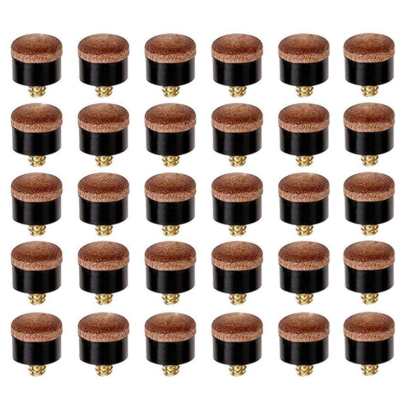 30 Pcs Billiard Pool Cue Stick Screw-on Tips 12mm Replacement Billiard Cue Tips for Pool Cues and Snooker: Default Title
