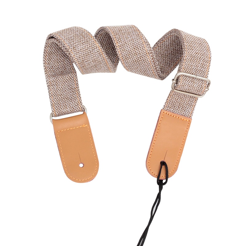 75-130cm Vintage Guitar Straps Linen Cotton ukulele strap Adjustable Leather Ends strap guitar Acoustic Electric Guitar Stripes: Light Grey