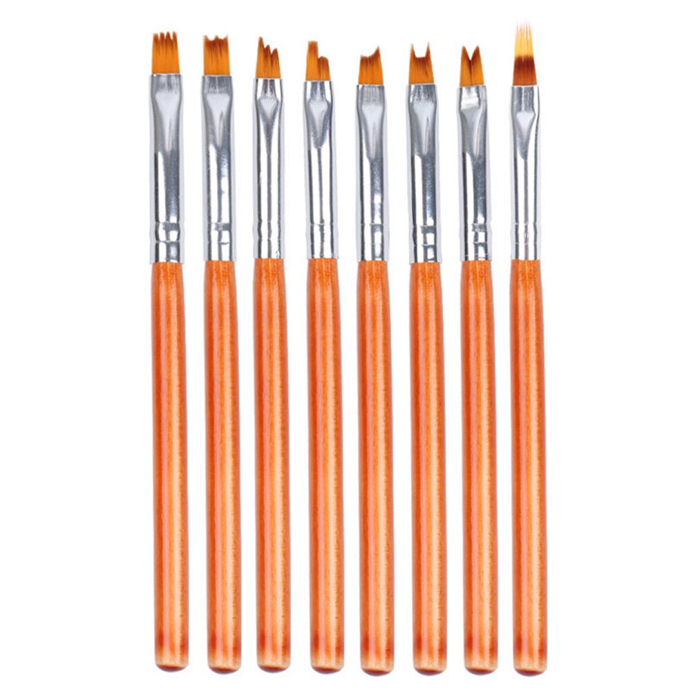 8Pcs Nail Bloei Bloem Nail Art Brush Pen Gel Uv Nail Schilderij Bloem Tekening Pen Acryl Gel Nail Schilderen borstel Liner Diy: Redwood