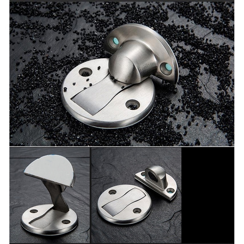 Upgrade Magnet Door Stops Stainless Steel Door Stopper Magnetic Door Holder Toilet Glass Door Hidden Doorstop Furniture Hardware