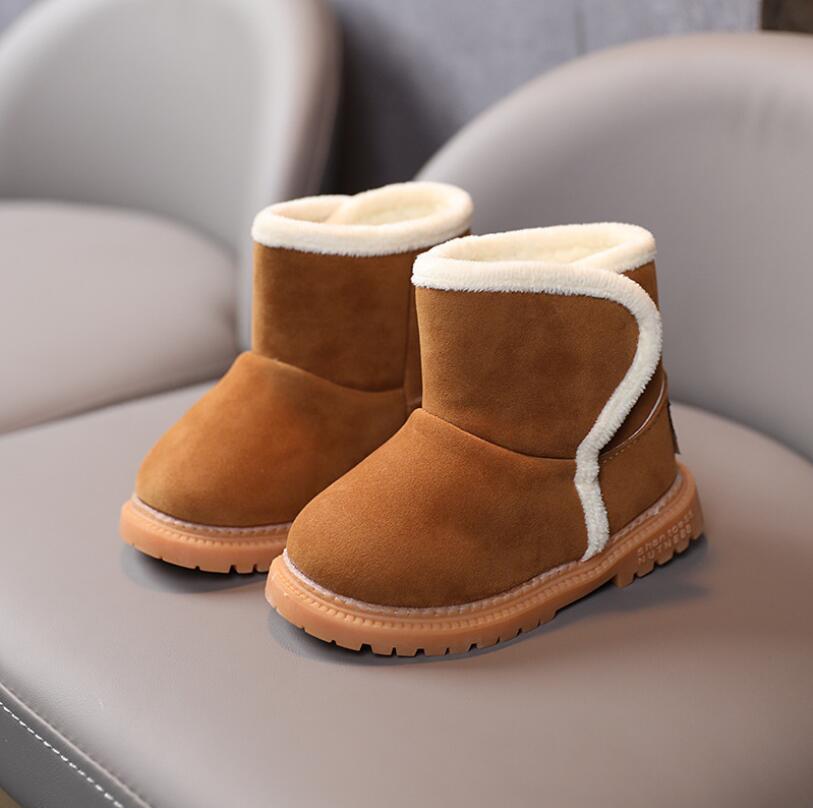 Pluche Warme Baby Peuter Laarzen Mode Kind Snowboots Schoenen Voor Jongens Meisjes Winter Schoenen 1-3 jaar Oude Kinderen Enkellaarsjes: Bruin / 6