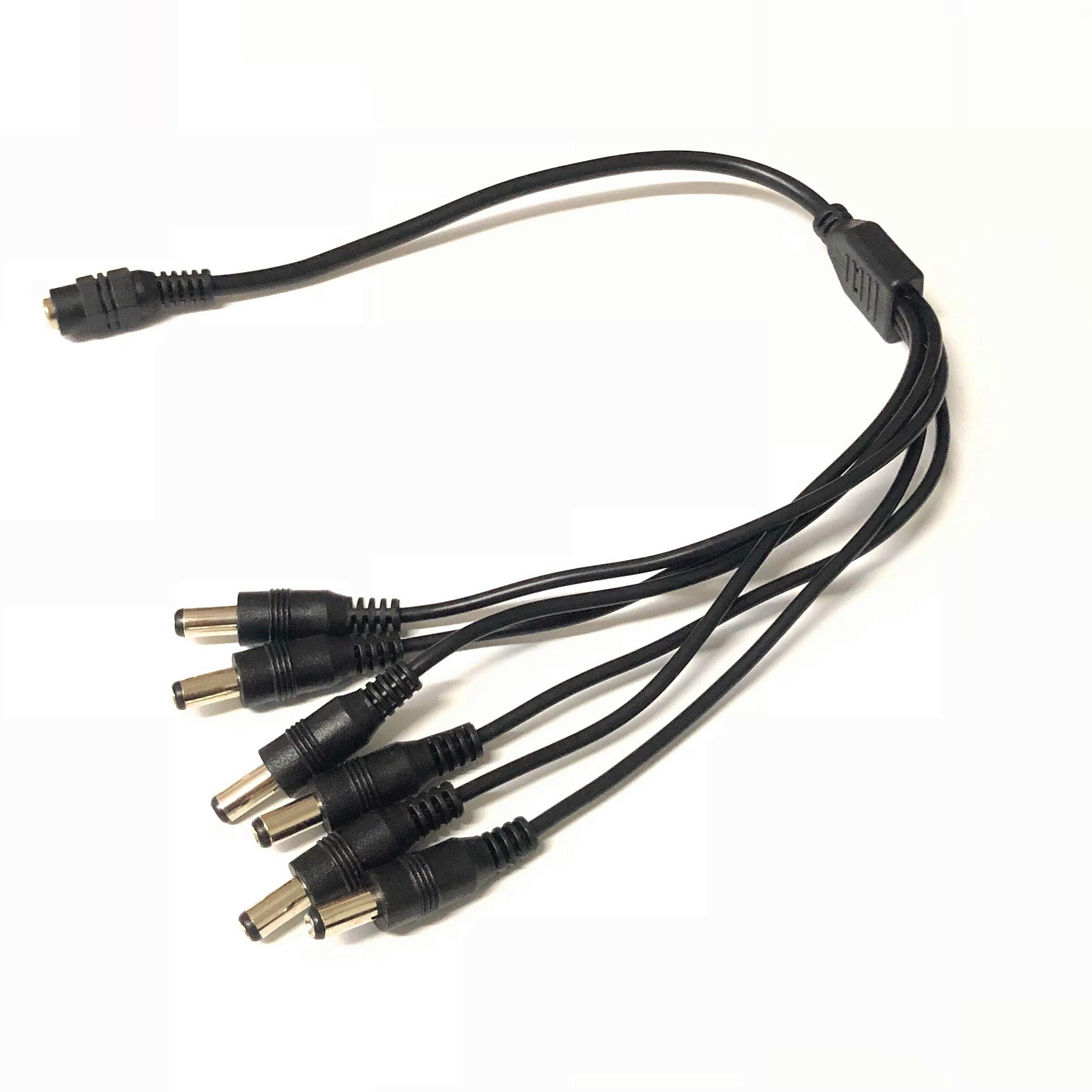 Pure copper DC power supply cord 1 to 6 SIX Monitor Male line 5.5*2.1 35cm: Default Title
