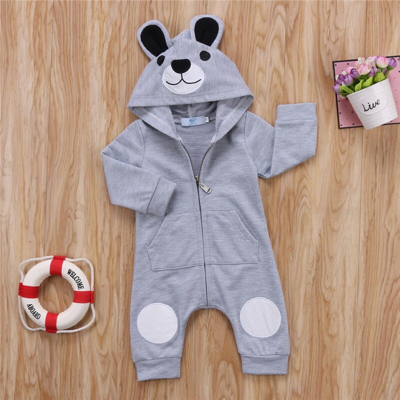 Merk herfst winter warme kleding baby rompers schattige cartoon beer baby meisje jongen jumpsuit kinderen baby outfits kleding