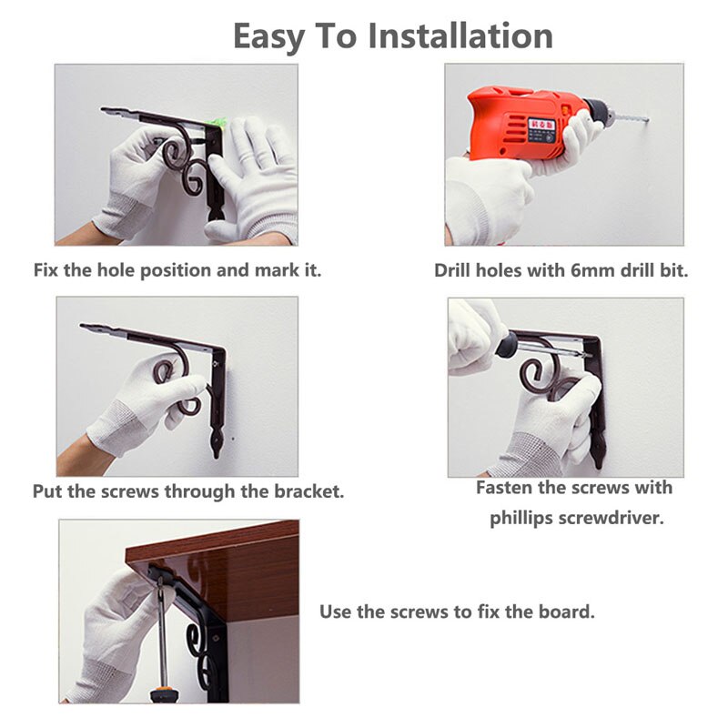 Triangular Folding Shelf Bracket Support Bench Table Bracket (A Pair)