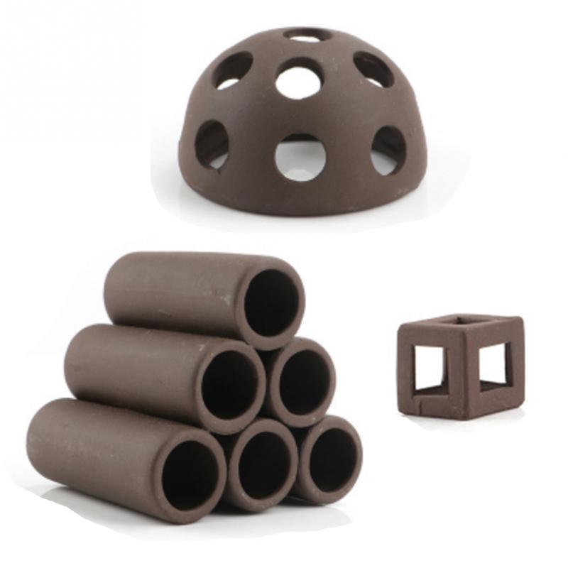 Aquarium Hiding Cave Fish Tank Ornaments Shrimp Cichlid Ceramic DIY Aquatic Landscape Cube Frame Fish Tank Decoration