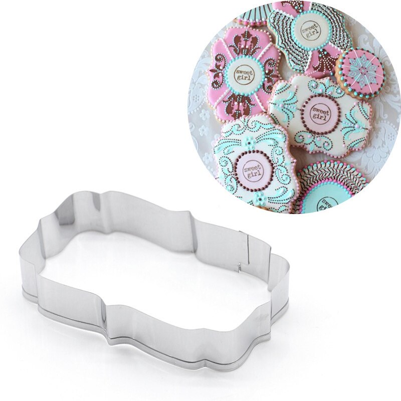 8 Style Plaque Cookie Cutter, Frame Shapes Sugar Cookie Cutters for Birthday Wedding Baby Shower, DIY Stainless Cookie Mold: A
