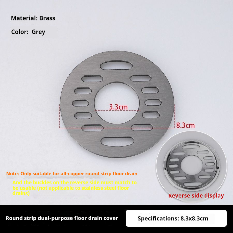 Afvoerputje deksel originele accessoires deksel ronde vierkante strip onzichtbare wasmachine messing afvoerputje deksel modificatie: Light Grey