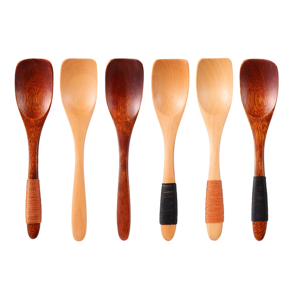 Handgemaakte Houten Lepels Grote Lange Steel Lepel Kids Houten Lepel Rijst Soep Dessert Lepel Koffer Thee Mengen Servies