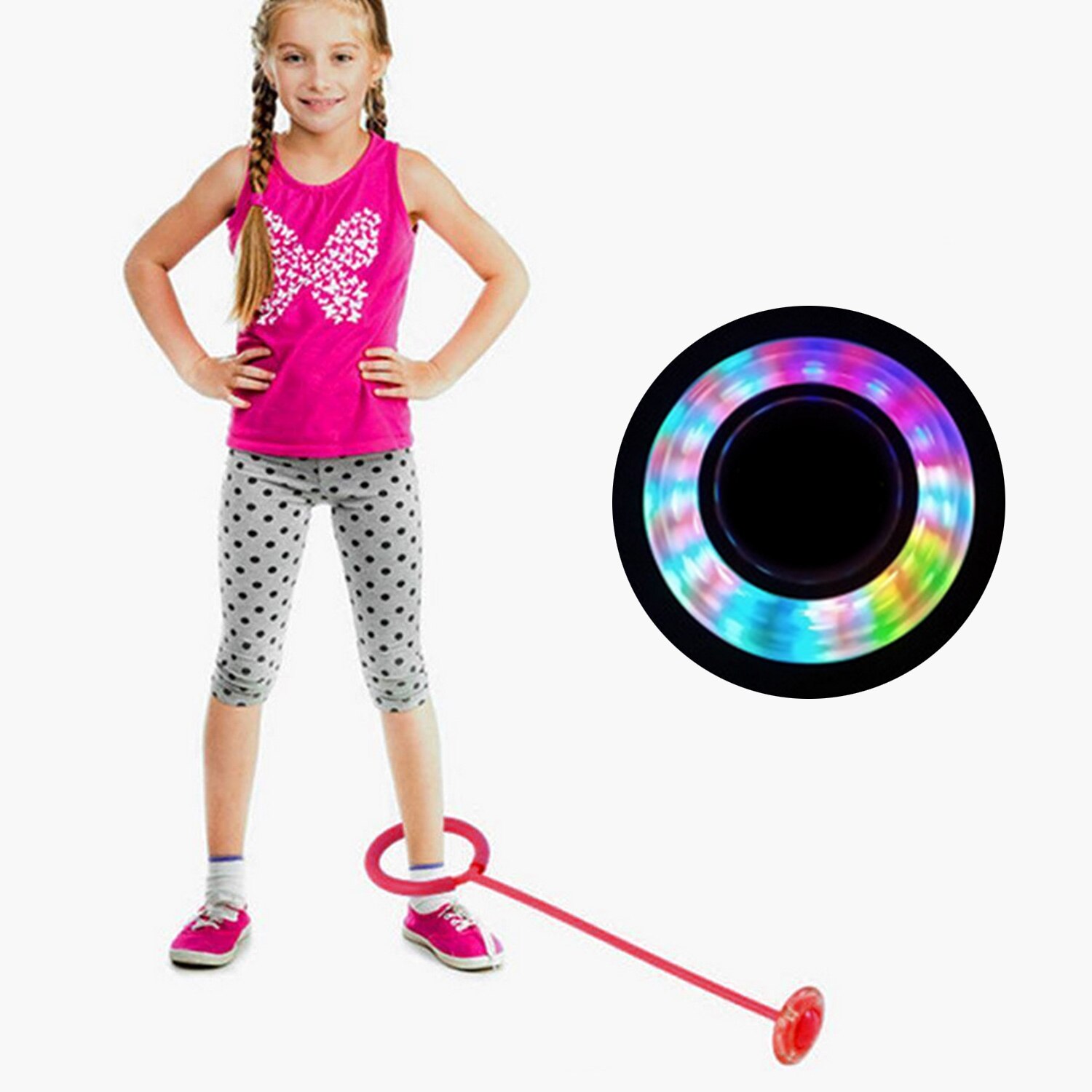 Fun Sport Swing Bal Led Knippert Springen Ring Enkel Overslaan Bal Speelgoed Voor Kinderen Kids Volwassenen Oefening Fitness Apparatuur: Red