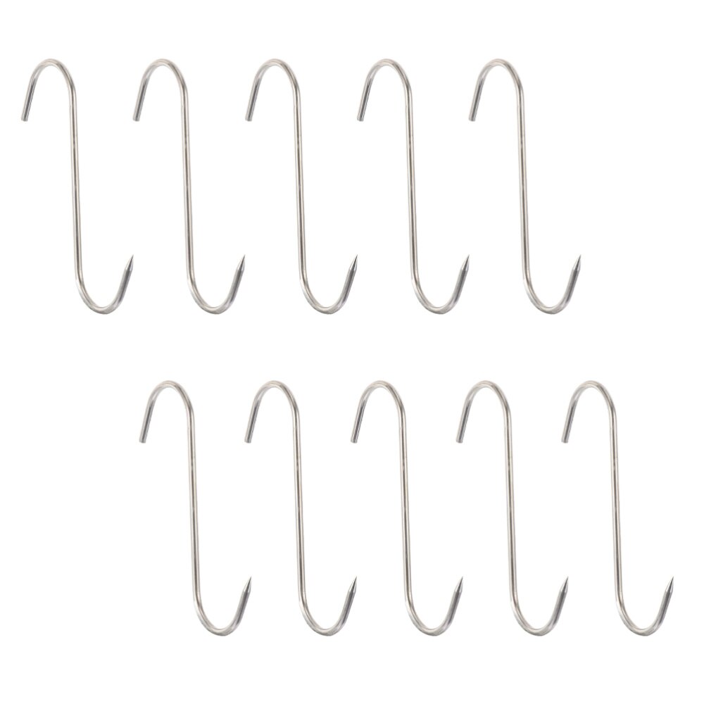 10Pcs Meat Hooks Meat Processing Hooks Metal S-Hooks Bacon Hanger Smoker Hooks