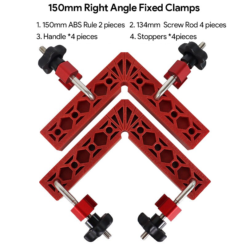 2 Sets 90 Degrees L-Shaped Auxiliary Fixture Splicing Board Positioning Panel Fixed Clip Carpenter Square Ruler Woodworking Tool: 150mm-ABS-Red-2 sets